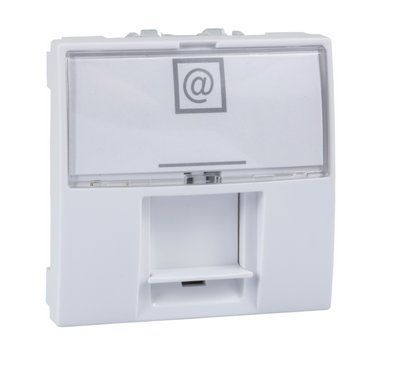 Розетка комп'ютерна RJ45 (кат. 5е), неекранована, 2 модулі, білий для організації мережевих підключень MGU3.411.18 фото
