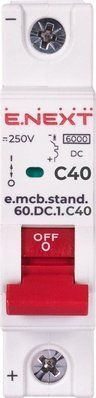 Модульний автоматичний вимикач e.mcb.stand.60.DC.1.C40, 1р, 40А, C, 6кА, DC E.NEXT s081010 s081010 фото