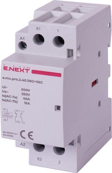 Модульный контактор e.mc.pro.2.40.1NO+1NC, 2р, 40А, 1NO+1NC, 220В Е.NEXT p005226 p005226 фото