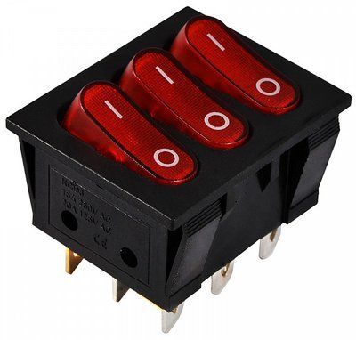 Перемикач 3 клавішний KCD2-3101N R/B 220V червоний з підсвічуванням АСКО-УКРЕМ A0140040120 A0140040120 фото