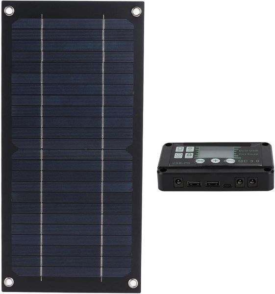 Сонячна монокристалічна панель та контролер заряду 6 Вт для АКБ 12-24V у комлекті з дротами B0DZ24NR2C фото