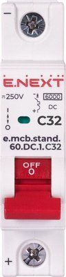 Модульний автоматичний вимикач e.mcb.stand.60.DC.1.C32, 1р, 32А, C, 6кА, DC E.NEXT s081009 s081009 фото