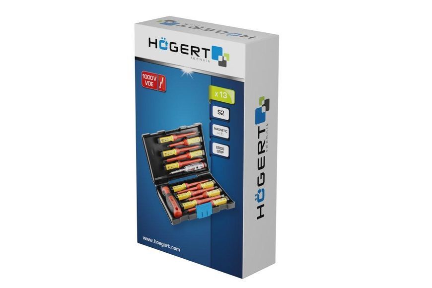 Набір ізольованих діелектричних викруток 13шт 1000V Hoegert HT1S997 фото