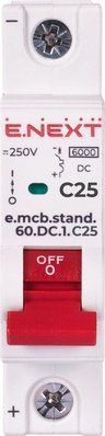 Модульний автоматичний вимикач e.mcb.stand.60.DC.1.C25, 1р, 25А, C, 6кА, DC E.NEXT s081008 s081008 фото