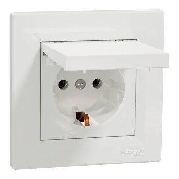 Розетка з кришкою з заземлюючим контактом білий Asfora Schneider EPH3100121 для монтажу у внутрішніх приміщеннях EPH3100121 фото