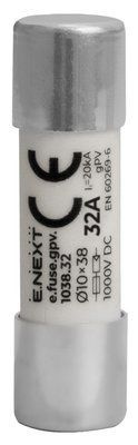 Запобіжник плавкий e.fuse.gpv.1038.32, 10x38, gPV, 32A, 1000VDC, 20kA для захисту фотоелектричних систем i0610121 фото