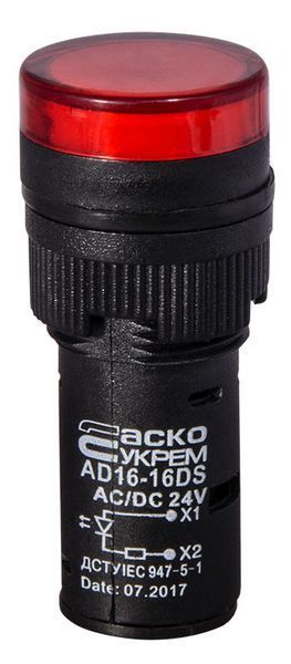 Сигнальная арматура красная AD16-16DS 24V АC/DC для сигнализации состояния электрических систем A0140030053 фото